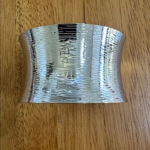 Silver Intricate Straight Lined Design Cuff Bracelet Vintage